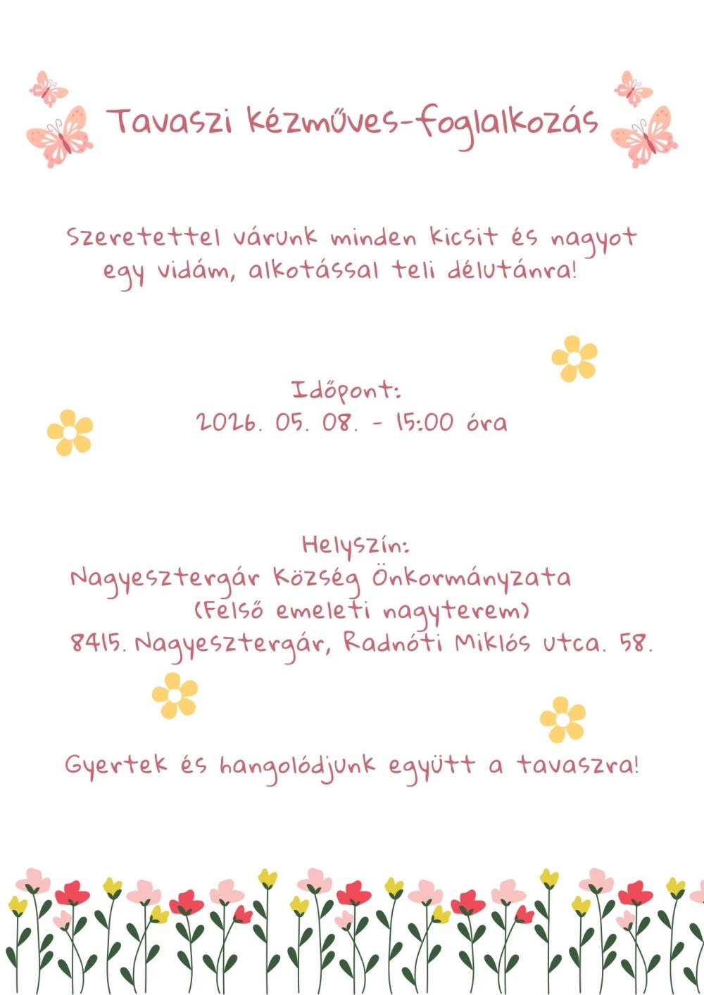 Tavaszi Kézműves Foglalkozás