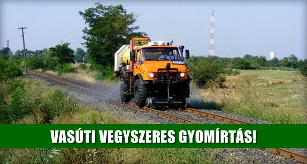 Vesgyszeres gyomírtás a Veszprém-Győrszabadhegy és a Zirc-Dudarbánya Vasútvonalon